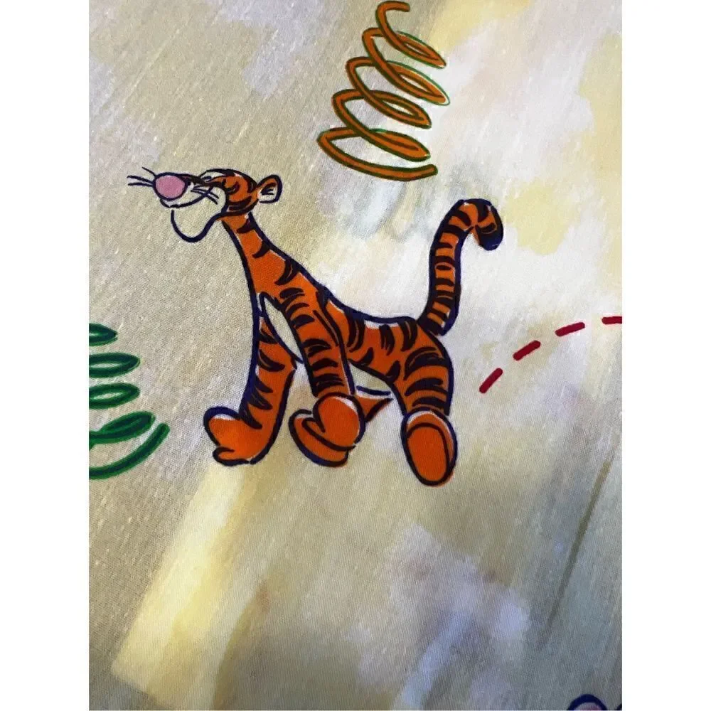 vintage Disney winnie the pooh tigger hopping yellow 2 curtain panels 40x63 each